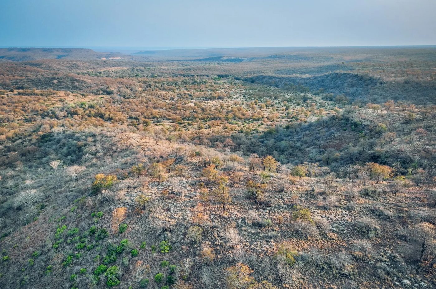 Aerial view of the Karingani Game Reserve, southern Mozambique, the setting for Aman Karingani