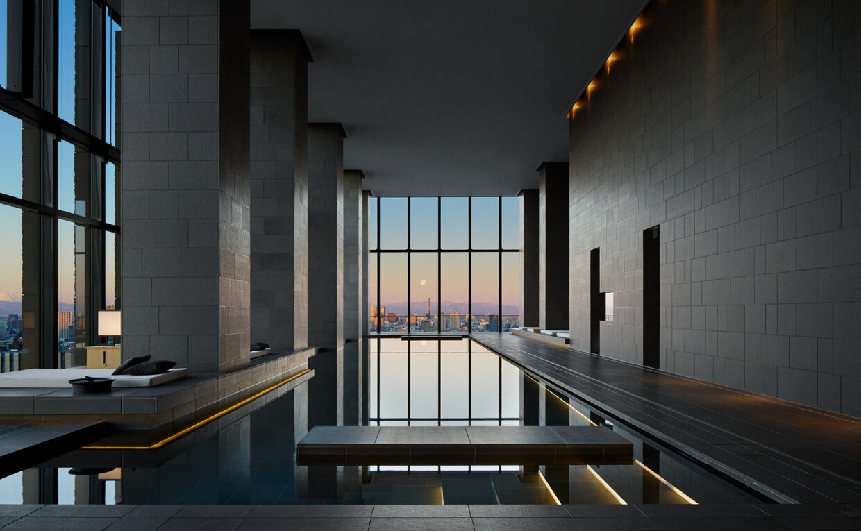Aman Tokyo spa pool with city views