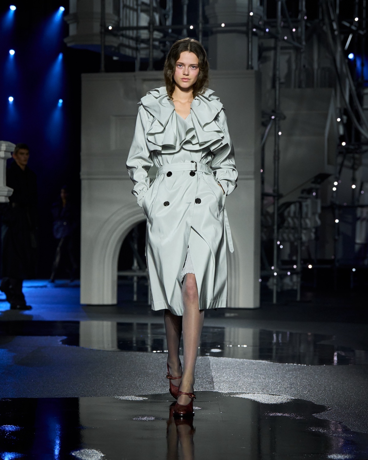 Burberry A/W 2026 runway at Old Billingsgate Market, London Fashion Week
