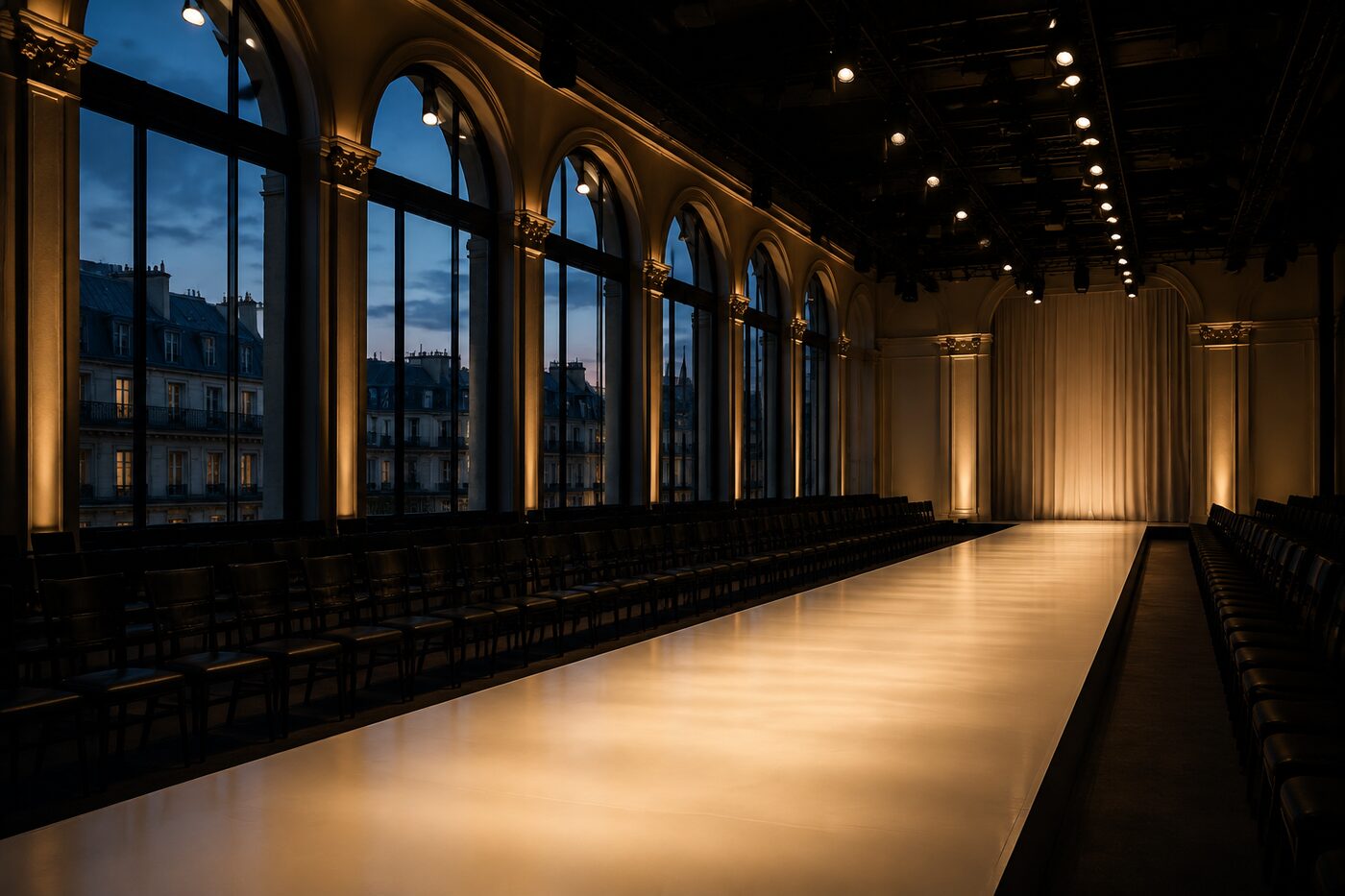 Paris at blue hour ahead of the Spring/Summer 2027 shows