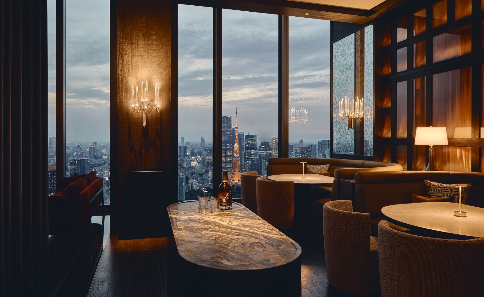 Fairmont Tokyo, the Driftwood rooftop bar on level 43 with views over Tokyo Bay
