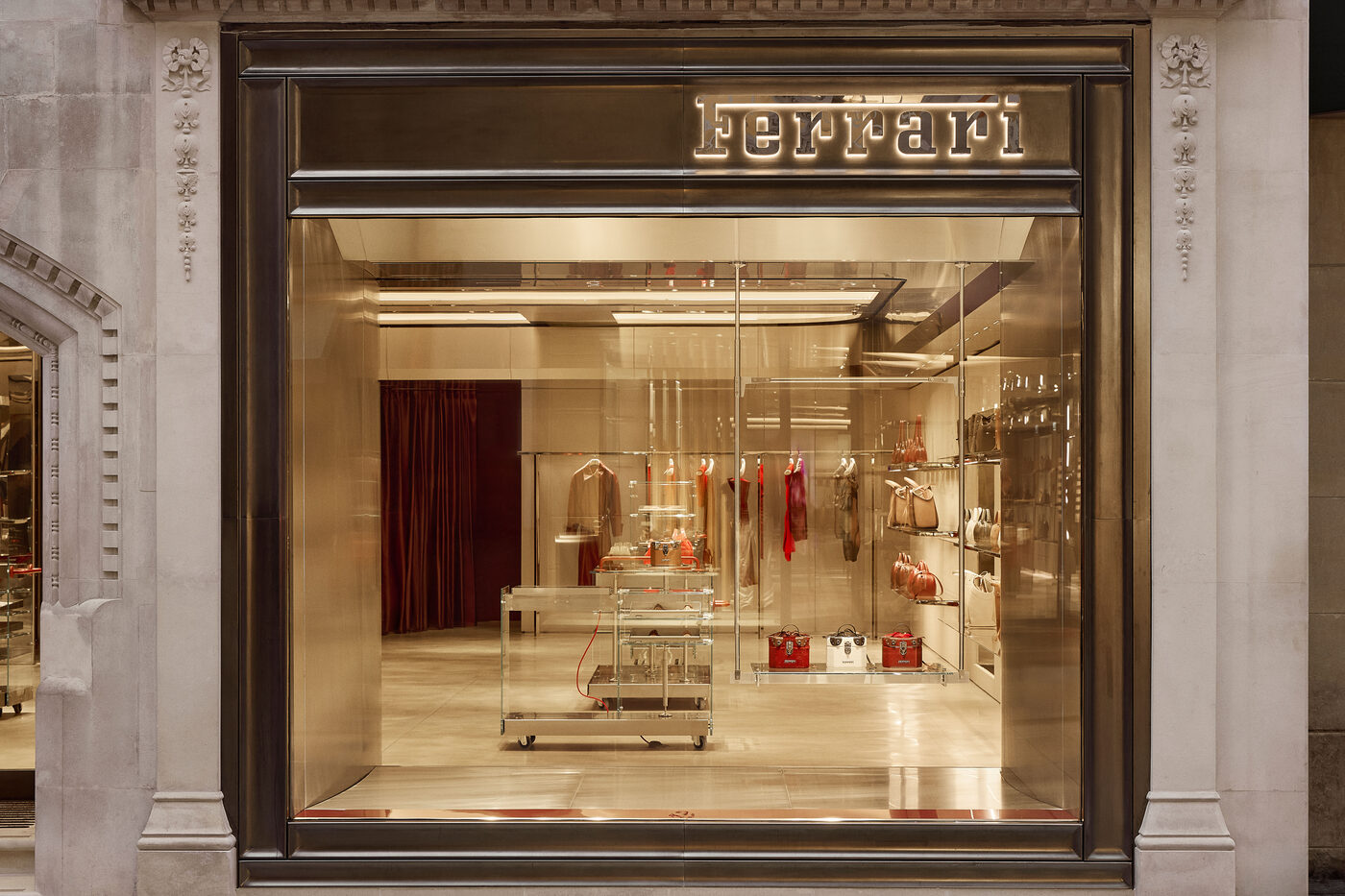 Ferrari Style flagship store interior on Old Bond Street, London, designed by Gonzalez Haase AAS and Formafantasma