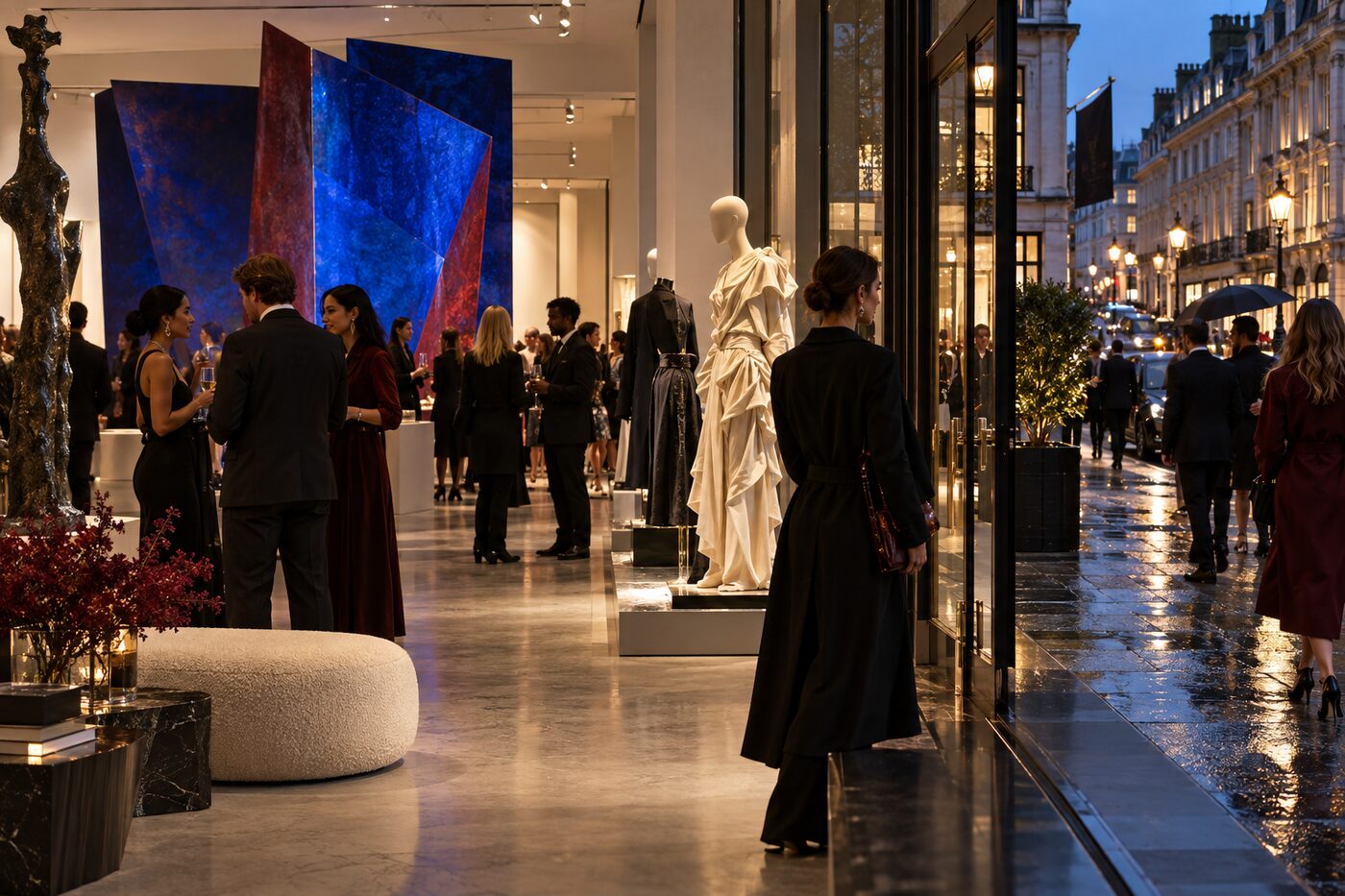 Guests at a London fashion and contemporary art event during Frieze week