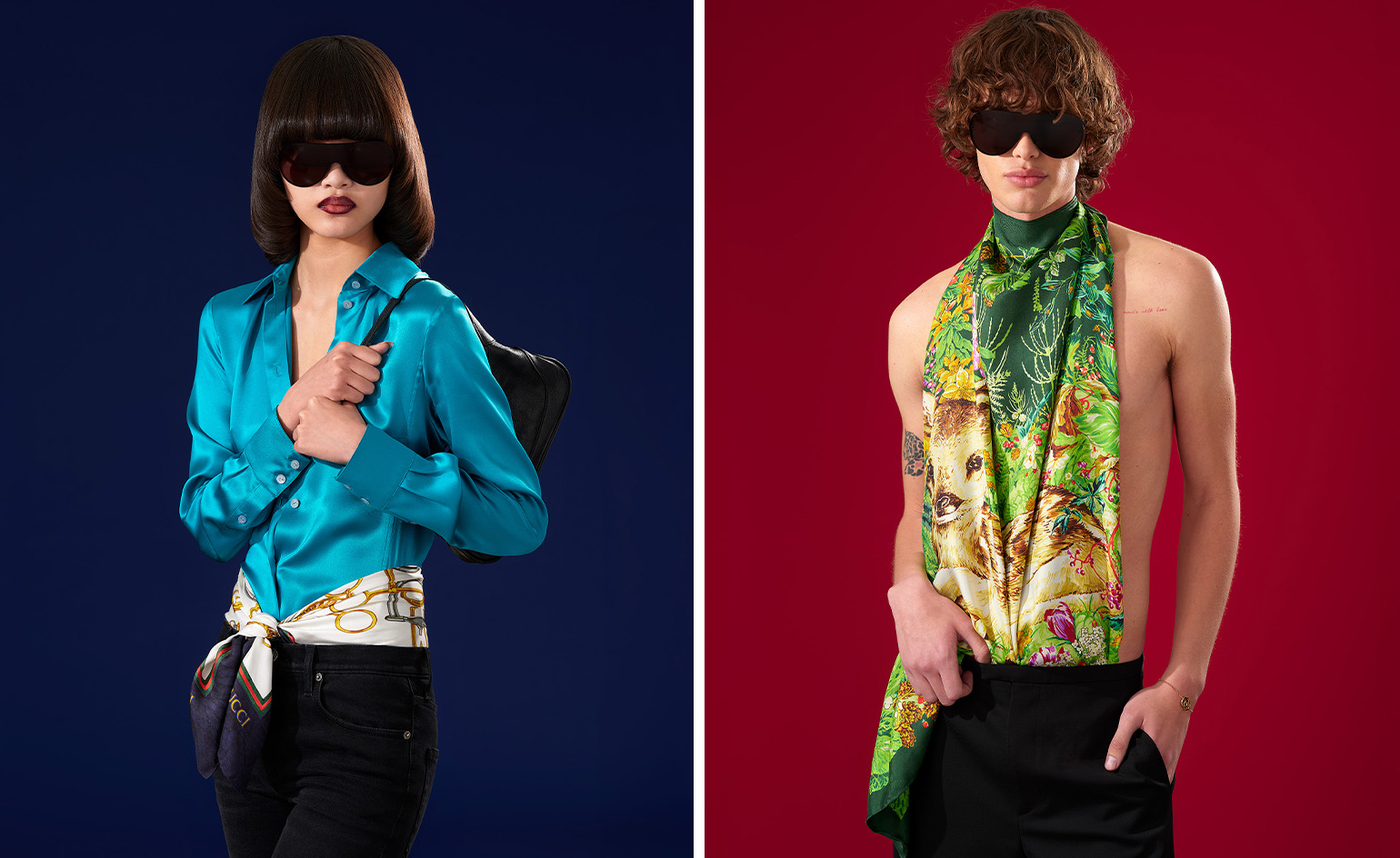 Gucci Art of Silk campaign, ten silk scarves curated by Demna from the house archive