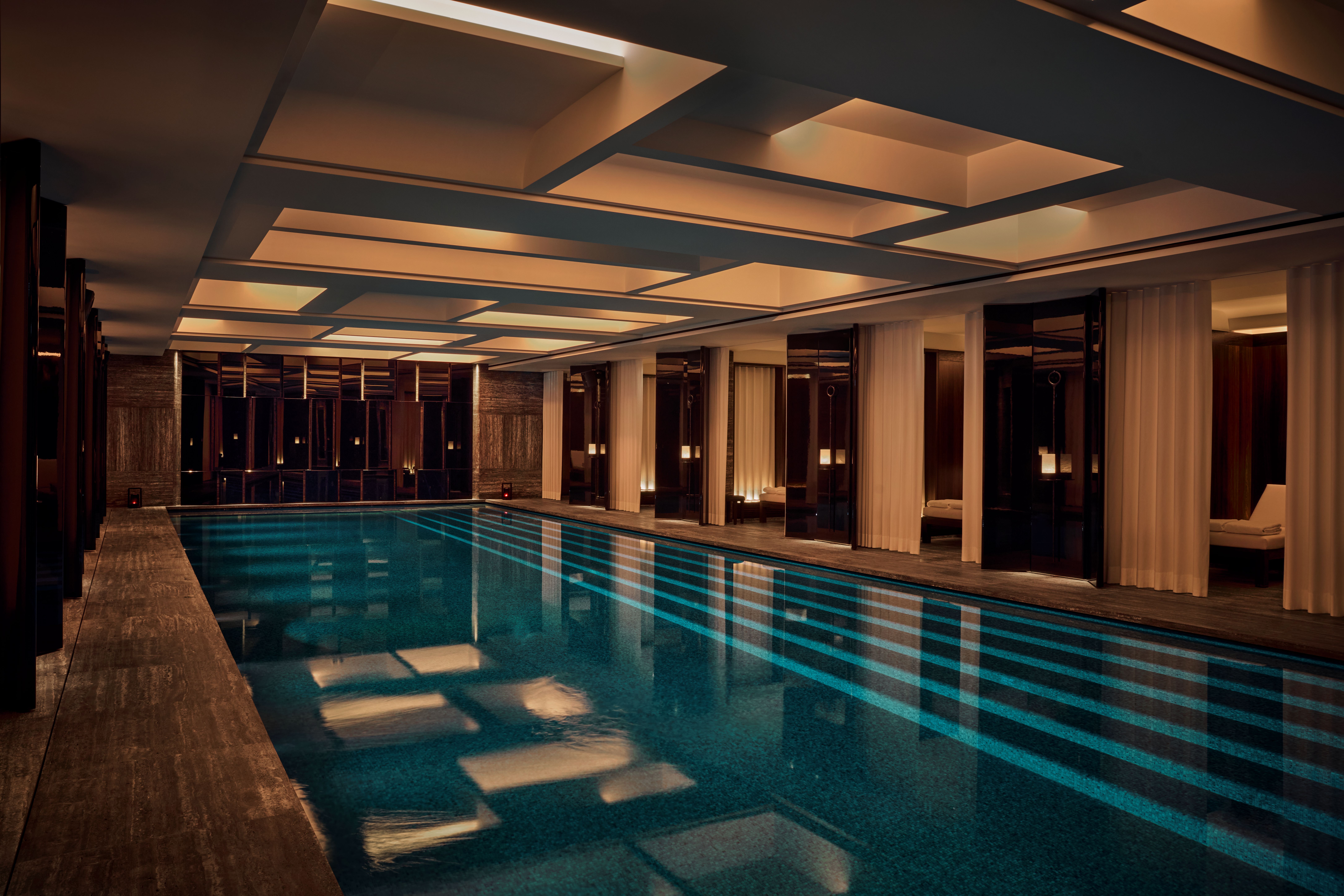 The twenty-metre heated pool at H&ocirc;tel Costes Spa, designed by Liaigre