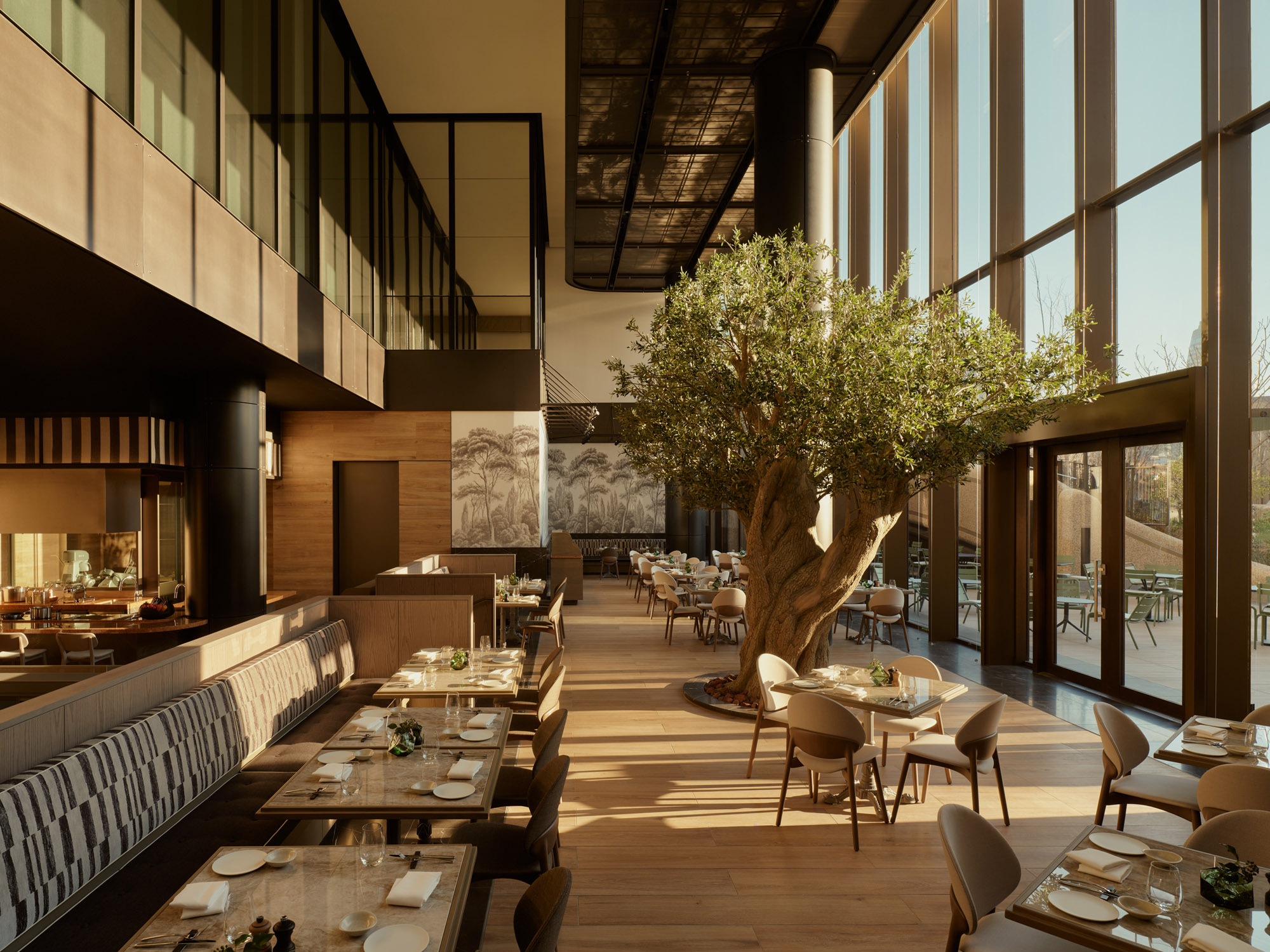 A restaurant interior at Janu Tokyo, designed by Jean-Michel Gathy