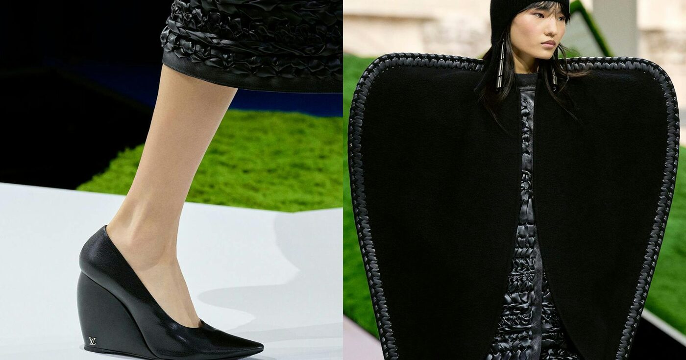 The Louis Vuitton Fall-Winter 2026 Super Nature set inside the Cour Carree of the Louvre