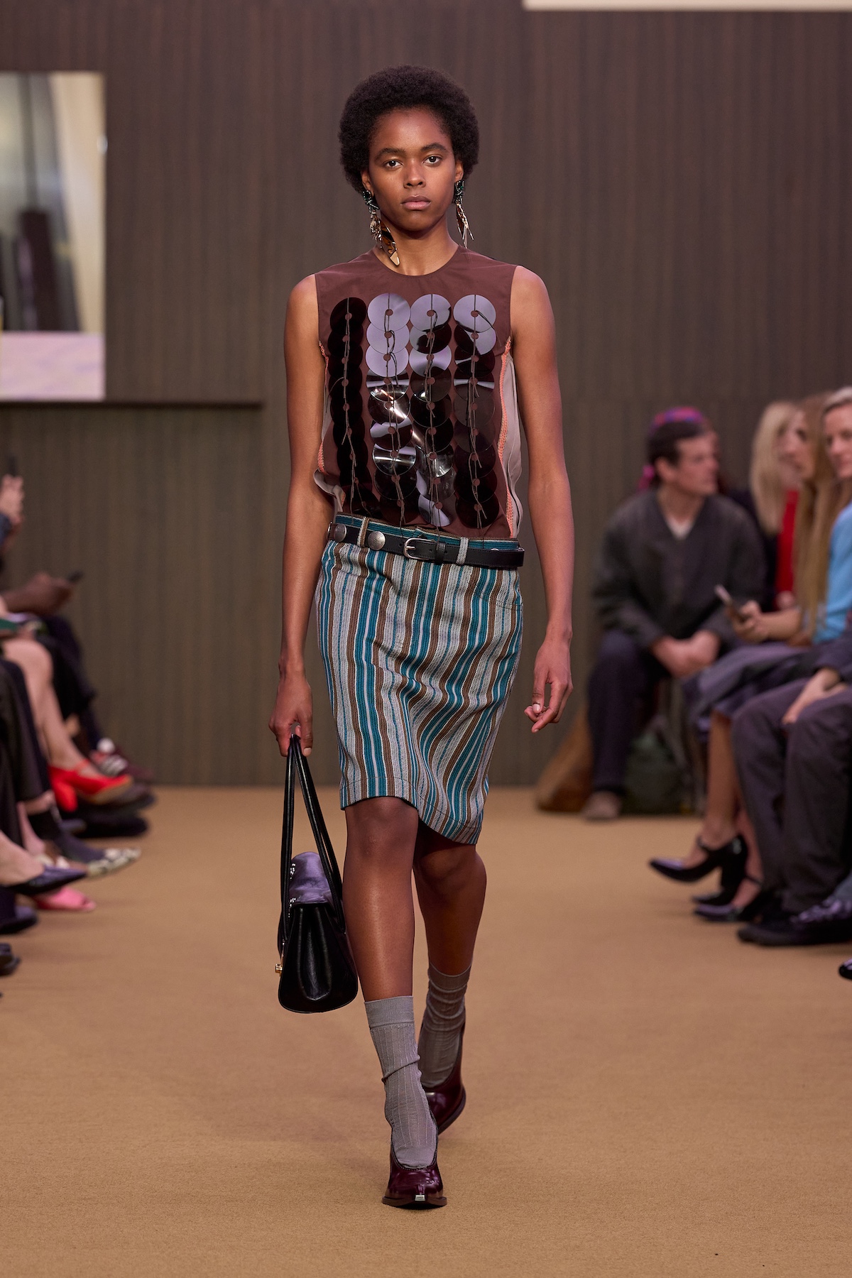 A look from Meryll Rogge&rsquo;s first collection for Marni, set by Formafantasma, indicating the new design alliances the Belgian designer is forming for the house