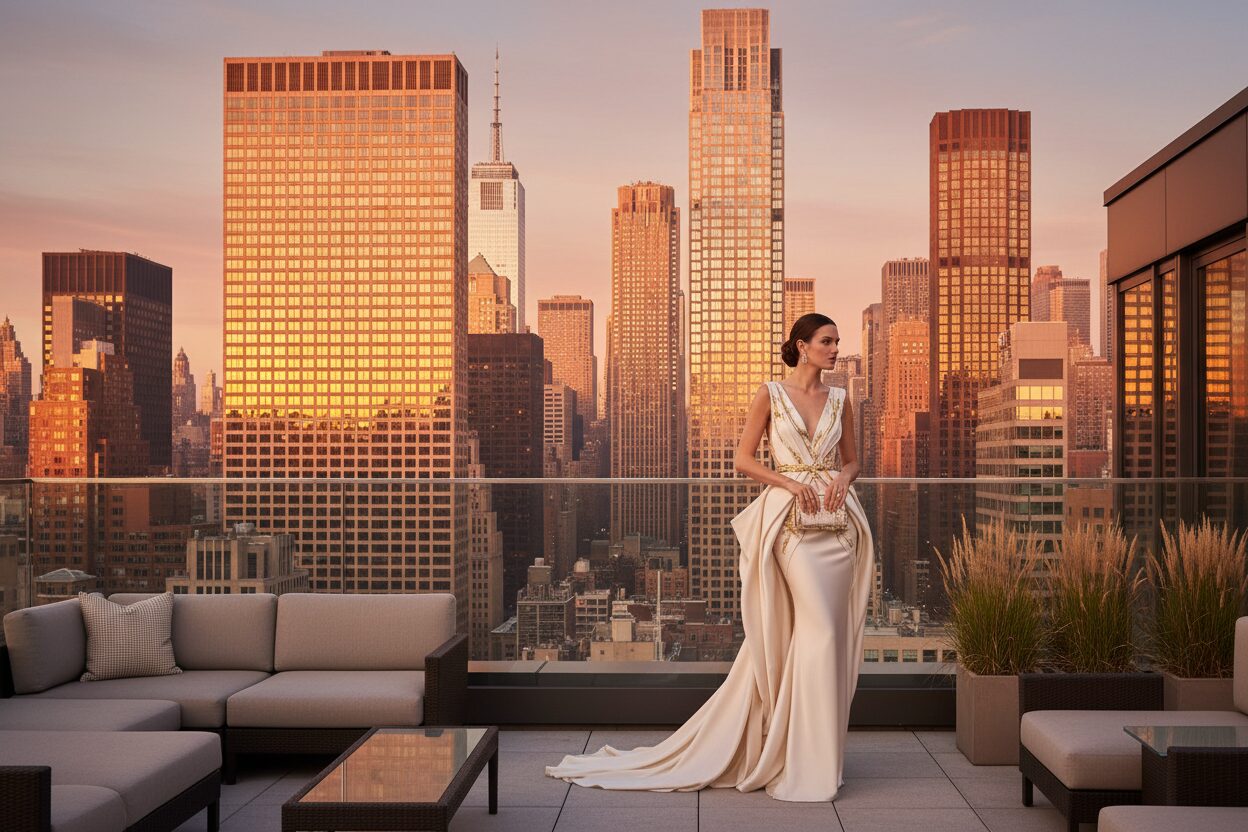 New York City skyline at dusk, host of the first fur-free New York Fashion Week for SS27