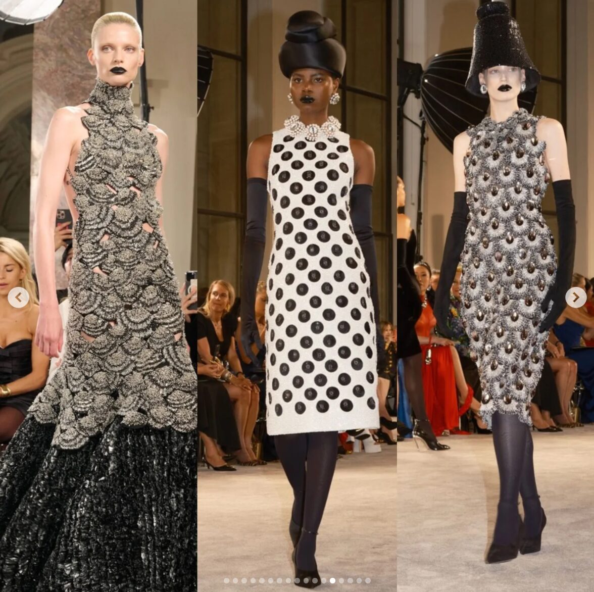 Schiaparelli surrealist couture looks in black and white at Paris Couture Week