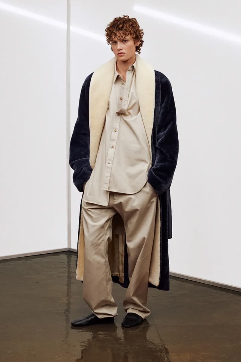 Phoebe Philo Collection E lookbook — shearling coat in deep cherry