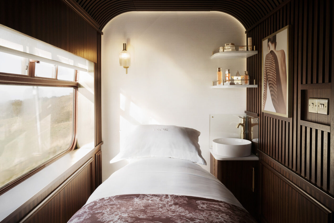 The Dior Spa treatment cabin aboard the Royal Scotsman, A Belmond Train, courtesy of Belmond