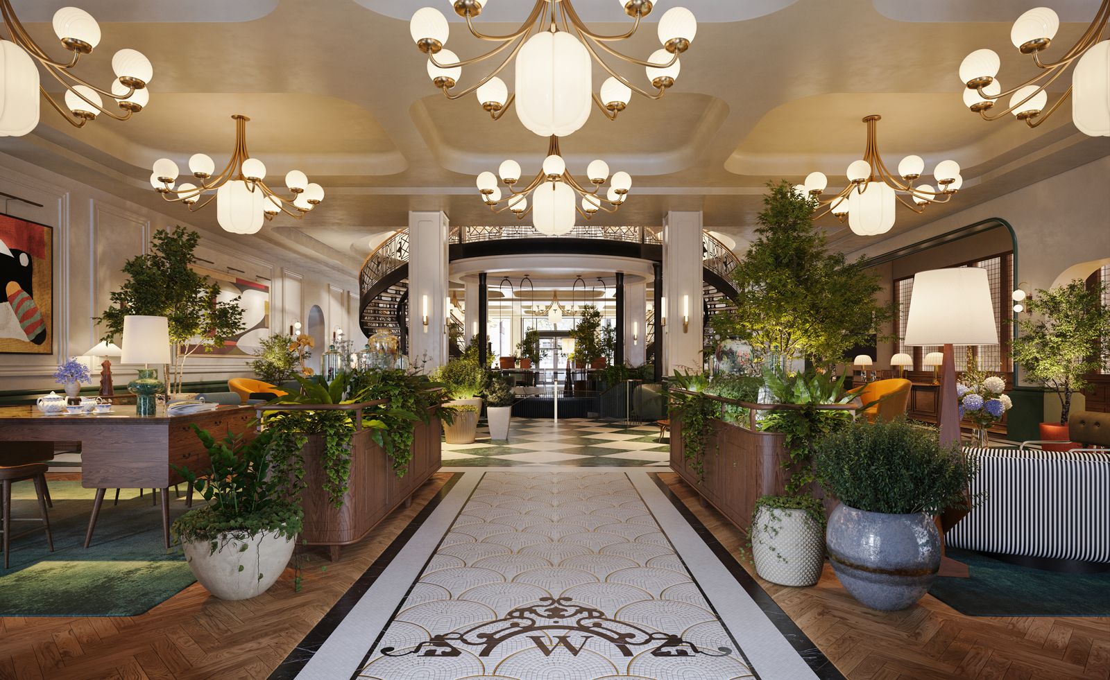 Six Senses London lobby at The Whiteley, Bayswater