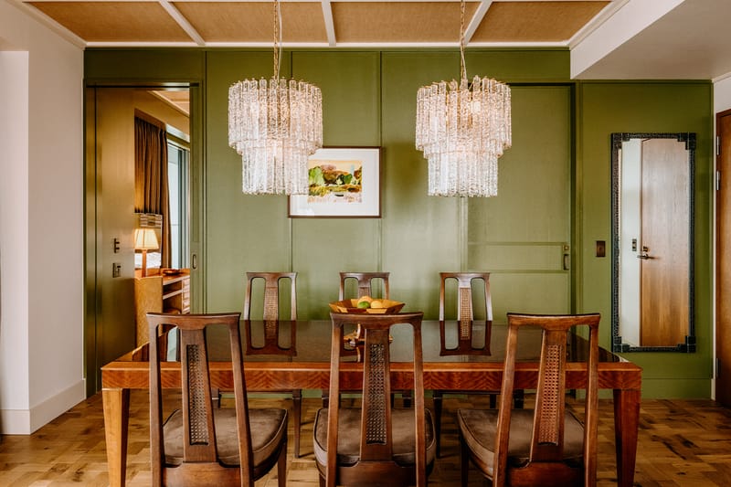 Soho House Tokyo reception with lacquer desk by Makino Urushi