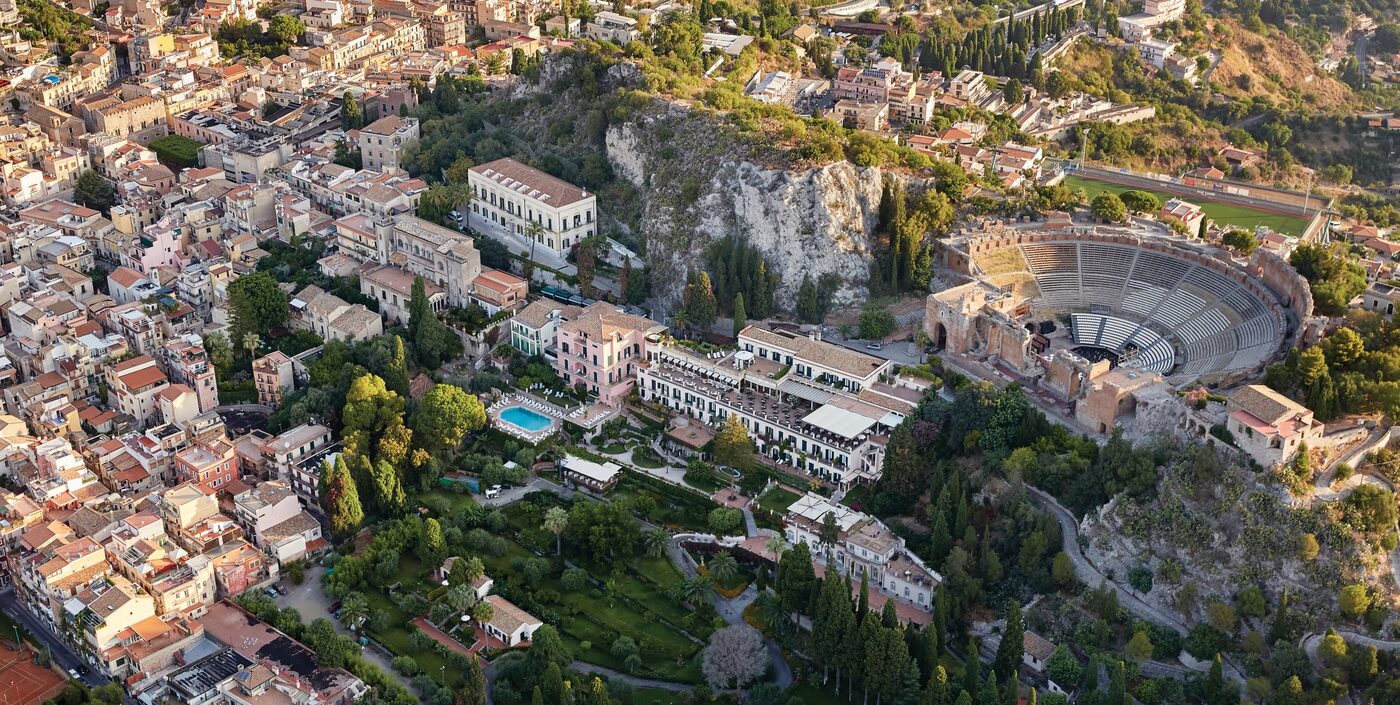 The pool and gardens at the Grand Hotel Timeo, Belmond, in Taormina